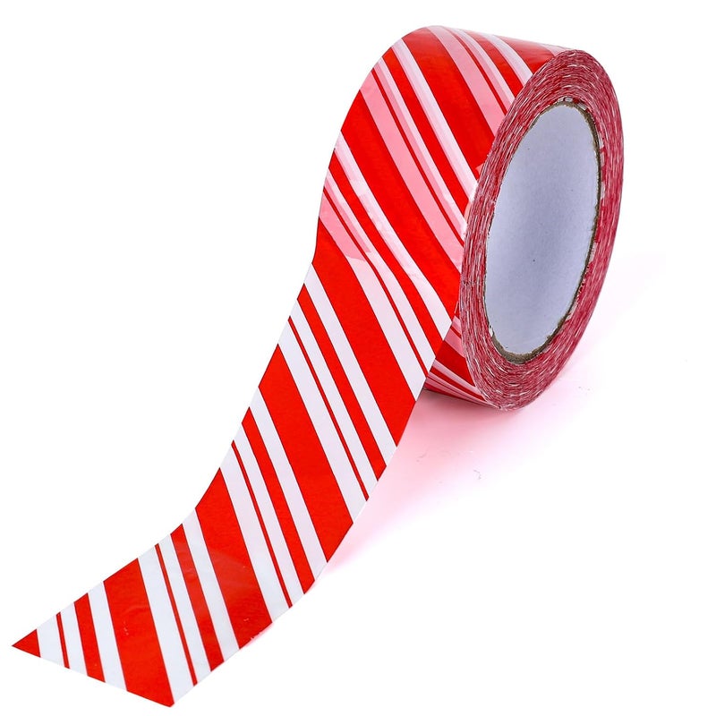 Whaline 109 Yard Christmas Candy Packing Tape Xmas Red and White Striped Pattern Tape Waterproof Shipping Tape for Small Business DIY Crafts Carton Decor - Image 1